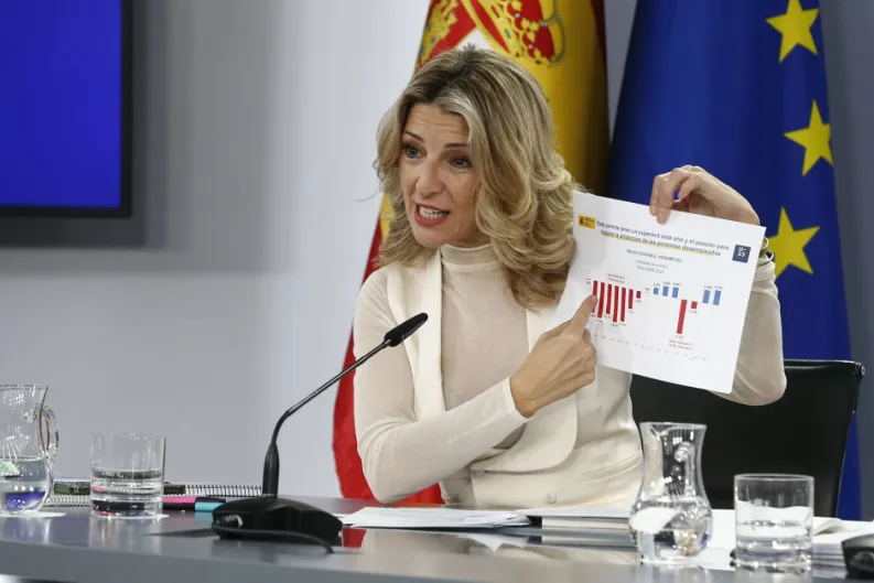 Yolanda Díaz: "Vamos a seguir subiendo el salario mínimo, el Gobierno de España está con los trabajadores y los autónomos", ¿subiendo las cuotas?