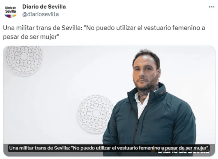 La herencia de la exministra Montero: una militar trans de Sevilla, Francisco Javier, se queja porque no puede utilizar el vestuario femenino "a pesar de ser mujer"