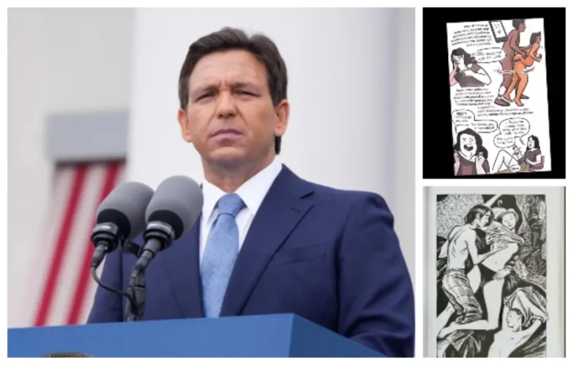 EEUU. Ron DeSantis publica un vídeo sobre un libro pornográfico difundido en las escuelas de Florida: adolescentes masturbándose, parejas de lesbianas, gays y heterosexuales en posturas de sexo explícito...