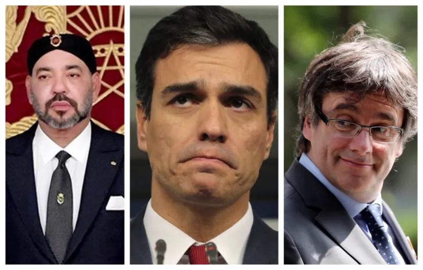 Patético. Sánchez viaja a Marruecos para llorarle a Mohamed VI mientras suplica a Puigdemont que no lance otra Declaración de Independencia