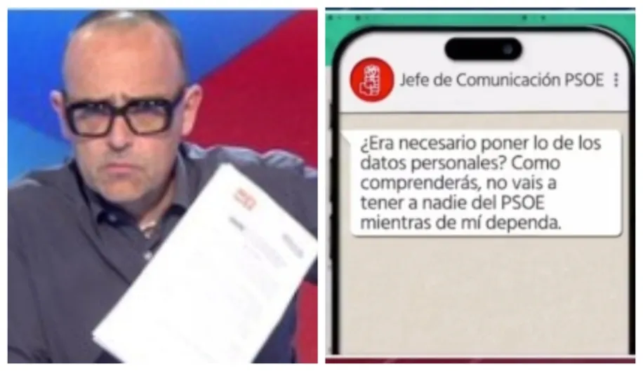 La hipocresía del PSOE: difunde el DNI y el correo de Ábalos... y luego increpa a Risto Mejide por reproducirlo en su programa