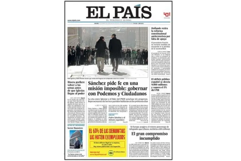 La prensa vegetal sube de precio. El País, de 1,4 a 1,5 euros desde el viernes