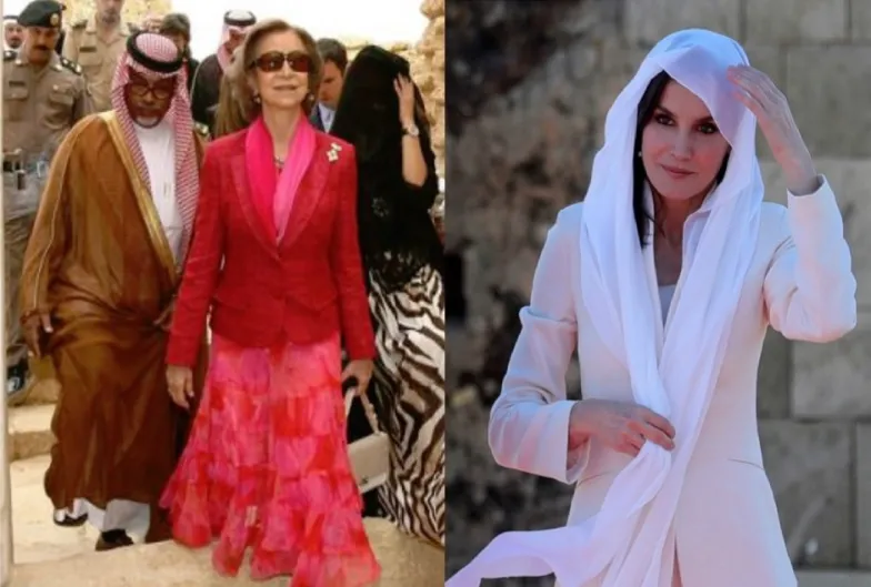 Dos reinas diferentes: S. M. la reina Sofía descubierta en Riad y S. M. la reina Letizia cubierta en Rabat