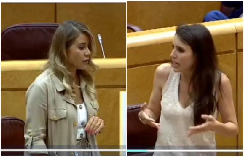 Caso Dina. Pregunta directa de Sofía Acedo (PP) a Irene Montero"¿El control a través del móvil es violencia machista, sí o no? Respuesta de la ministra: "de dónde vienes, manzanas traigo"