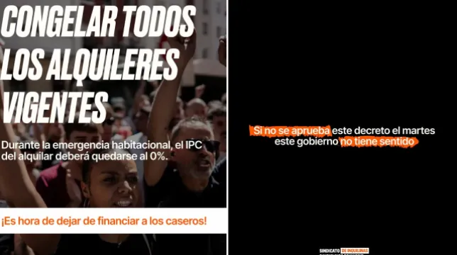 Las reivindicaciones del Sindicato de Inquilinas: alquileres indefinidos, precios congelados y fin de los desahucios... si no, acampada indefinida y huelga general 