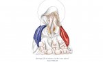 La Virgen María aparece investida en la bandera tricolor francesa y llora al verse rodeada de los bebés muertos que aparecen a sus pies
