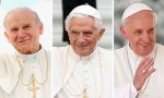 Los Papas Juan Pablo II, Benedicto XVI y Francisco