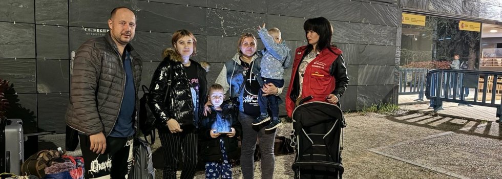 Una familia de refugiados ucranianos