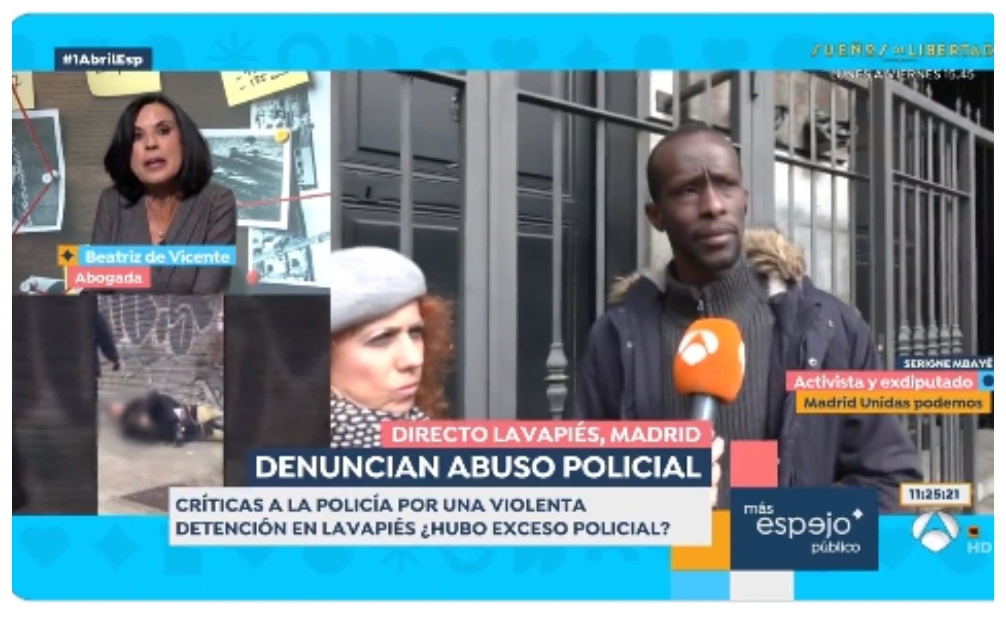 Durante su intervención, el actual Secretario de Antirracismo de Podemos, Serigne Mbayé , acusó a la colaboradora de 'Espejo Público', Beatriz de Vicente de "racista" por hablar de "gente de color": “Fórmate un poco antes de estar en un plató” Durante su intervención, el actual Secretario de Antirracismo de Podemos, Serigne Mbayé , acusó a la colaboradora de 'Espejo Público', Beatriz de Vicente de "racista" por hablar de "gente de color": “Fórmate un poco antes de estar en un plató”