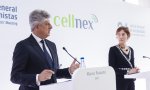 El CEO de Cellnex, Marco Patuano, y la presidenta de la compañía, Anne Bouverot, durante la rueda de prensa