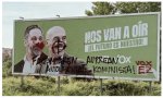 En Navarra, ha amanecido vandalizada una valla publicitaria en la que aparecen los rostros de Abascal y Buxadé con sangre en la cara del primero y una diana en la del segundo