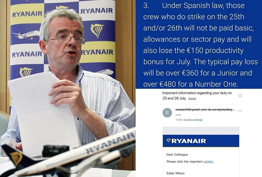 Michael O'Leary vuelve a las andadas: ahora coaccionando a empleados en contra de su derecho a la huelga.