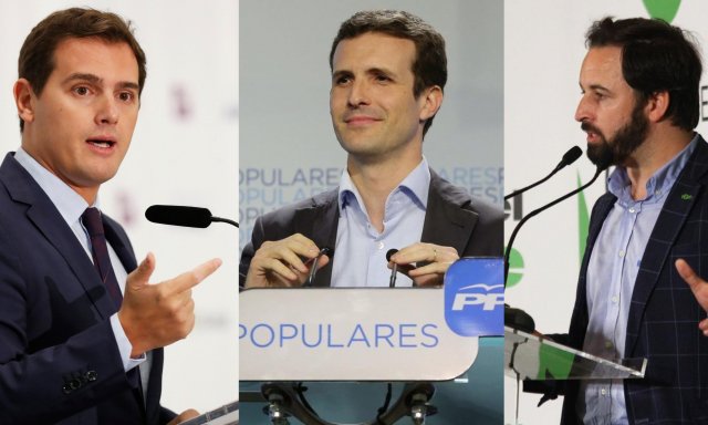 Resultado de imagen de las derechas en españa ABASCAL, CASADO RIVERA