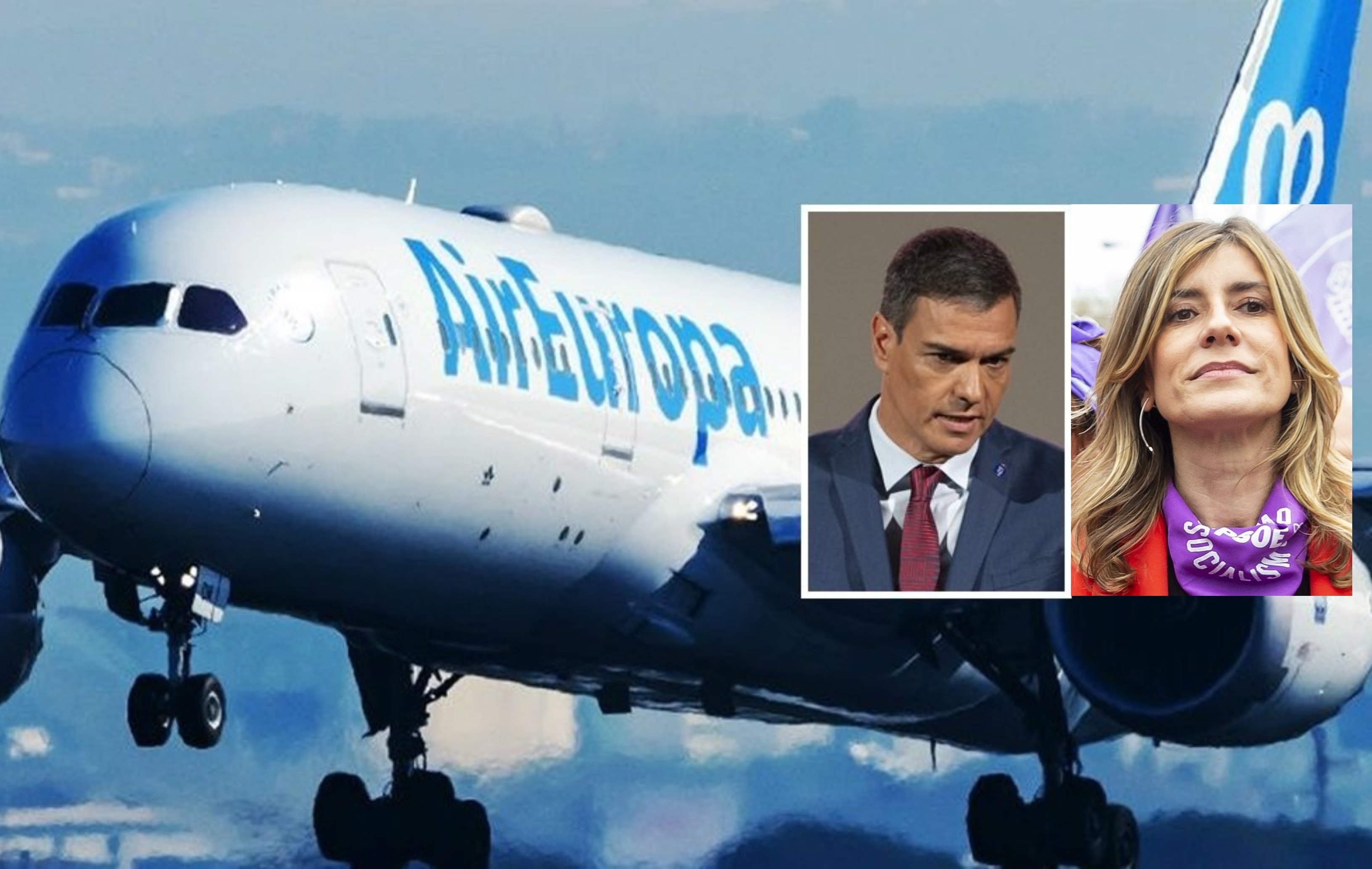 Se trataba de que nadie osara investigar el rescate de Air Europa. ¿Por qué? Sencillo porque la familia Hidalgo ha patrocinado las obras, aproximadamente filantrópicas, de Begoña Gómez, la esposa del presidente / Foto: elaboración propia