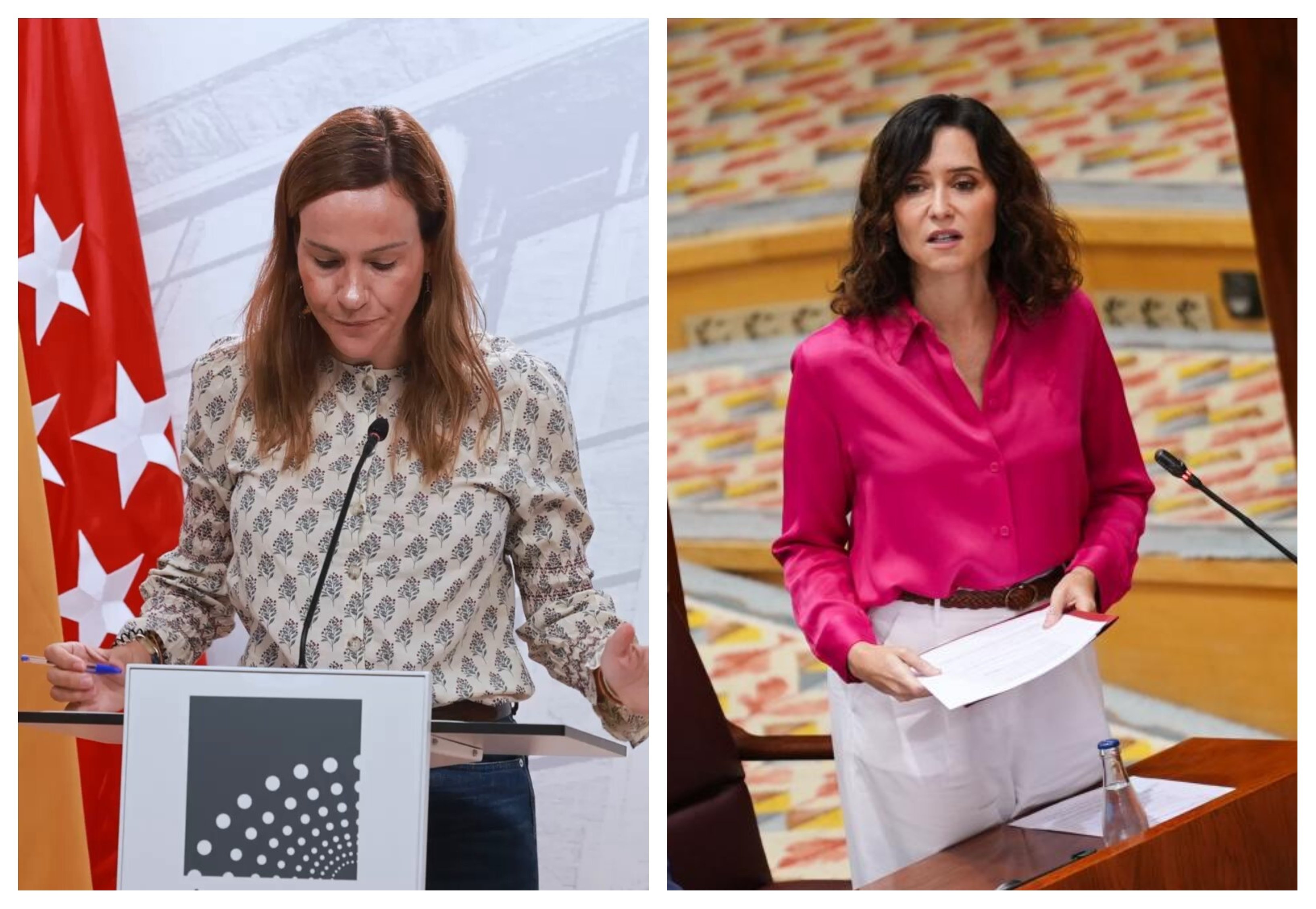 La portavoz de Vox, Isabel Moñino e Isabel Díaz Ayuso