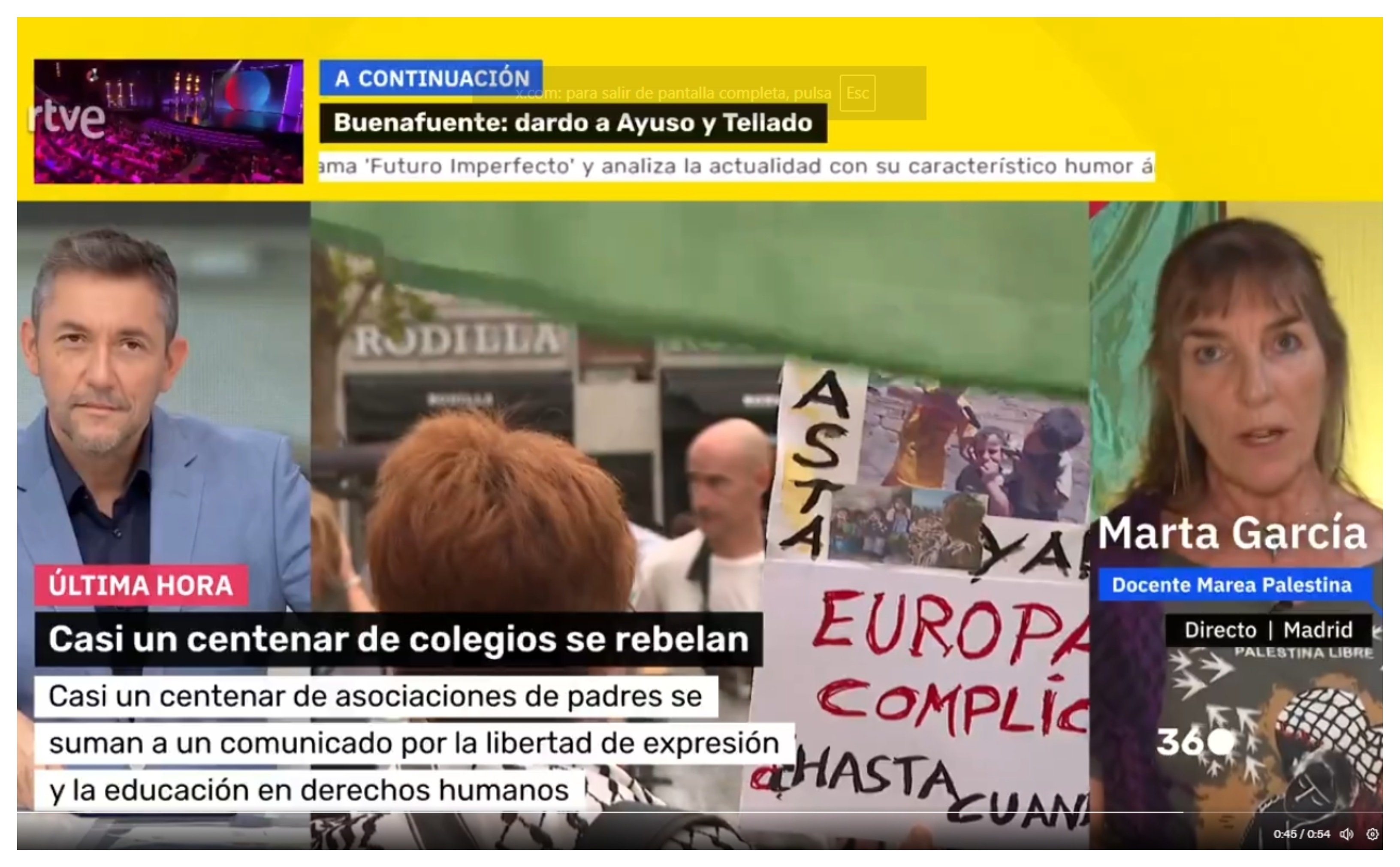 Desde la plataforma Marea Palestina, una de las profesoras que la integran, se pregunta cómo pueden acusarles de politizar cuando imparten este tipo de contenidos