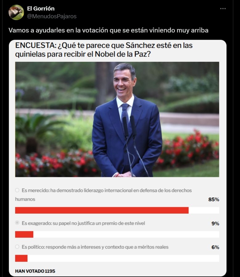 Sánchez nobel de la Paz