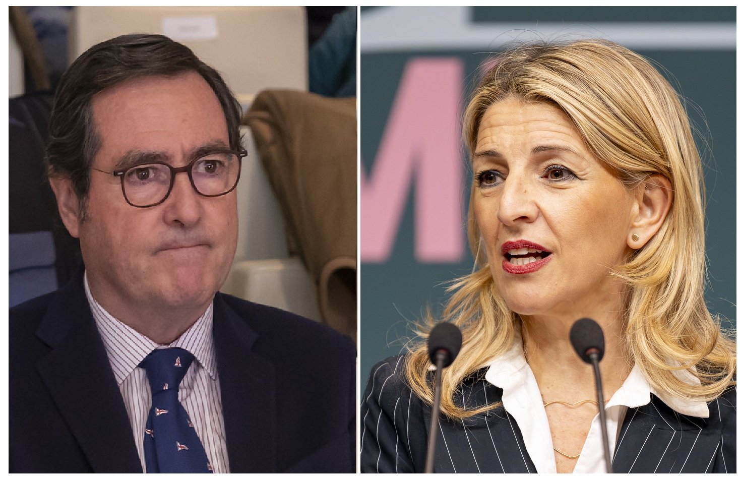 En cualquier caso, qué lejos queda ese día en el que Yolanda Díaz le dijo a Antonio Garamendi lo guapo que era / Fotos: Pablo Moreno En cualquier caso, qué lejos queda ese día en el que Yolanda Díaz le dijo a Antonio Garamendi lo guapo que era / Fotos: Pablo Moreno