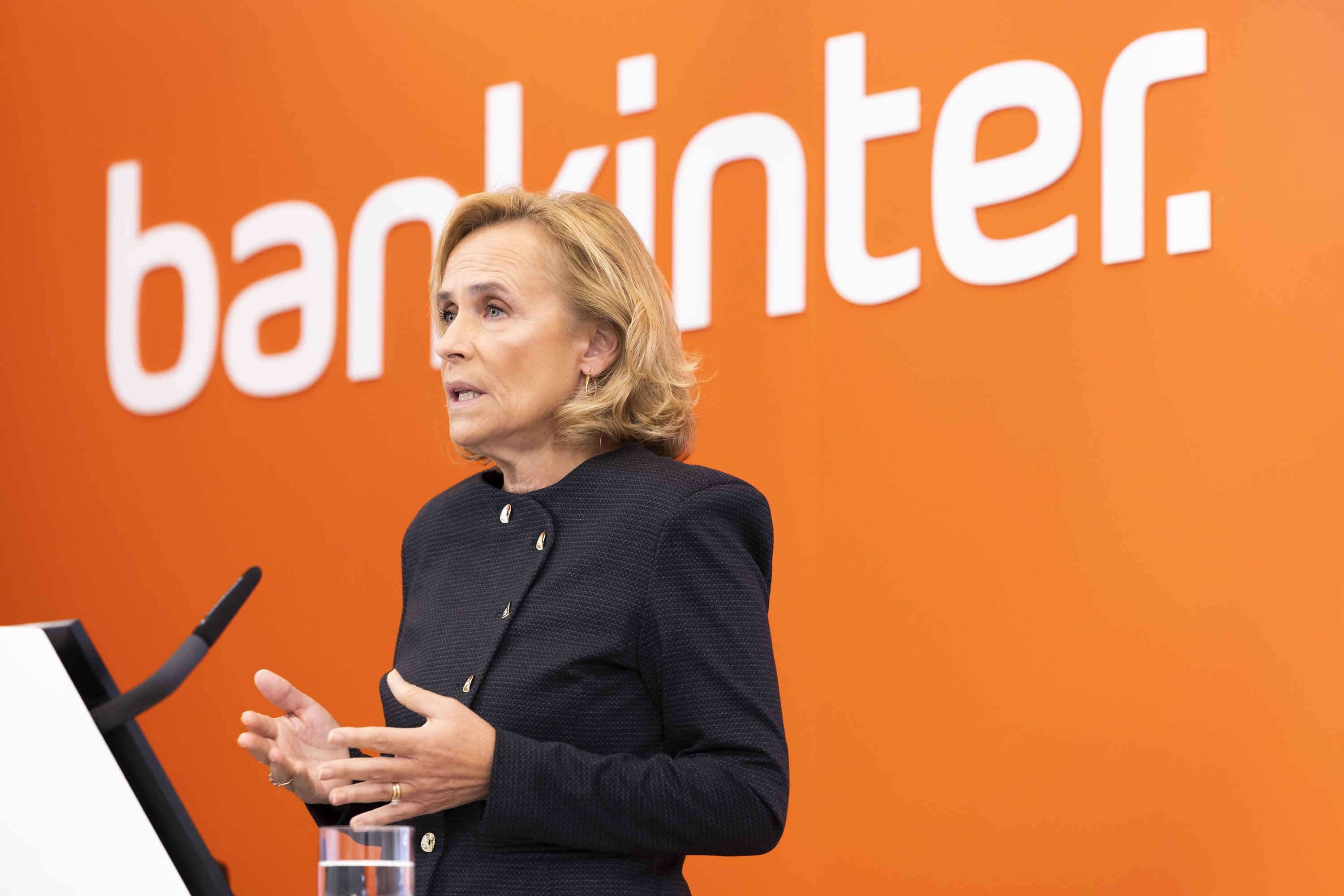 Gloria Ortiz, CEO de Bankinter, durante la presentación de resultados a la prensa Gloria Ortiz, CEO de Bankinter, durante la presentación de resultados a la prensa