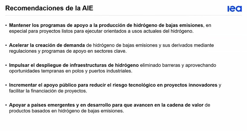 Recomendaciones de la AIE sobre el hidrógeno Recomendaciones de la AIE sobre el hidrógeno