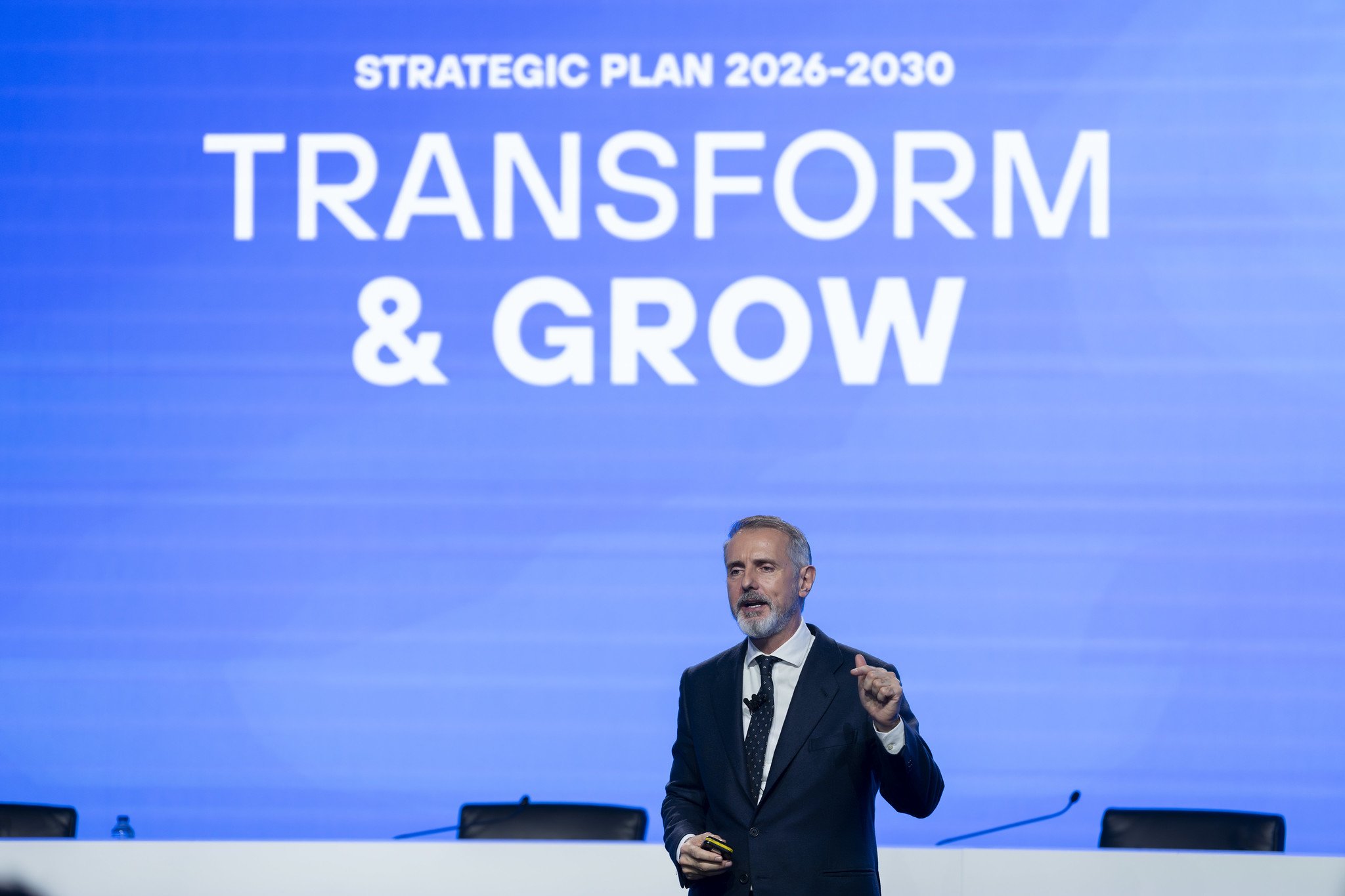 El presidente ejecutivo de Telefónica, Marc Murtra, durante la presentación del plan a la prensa / Foto: Pablo Moreno