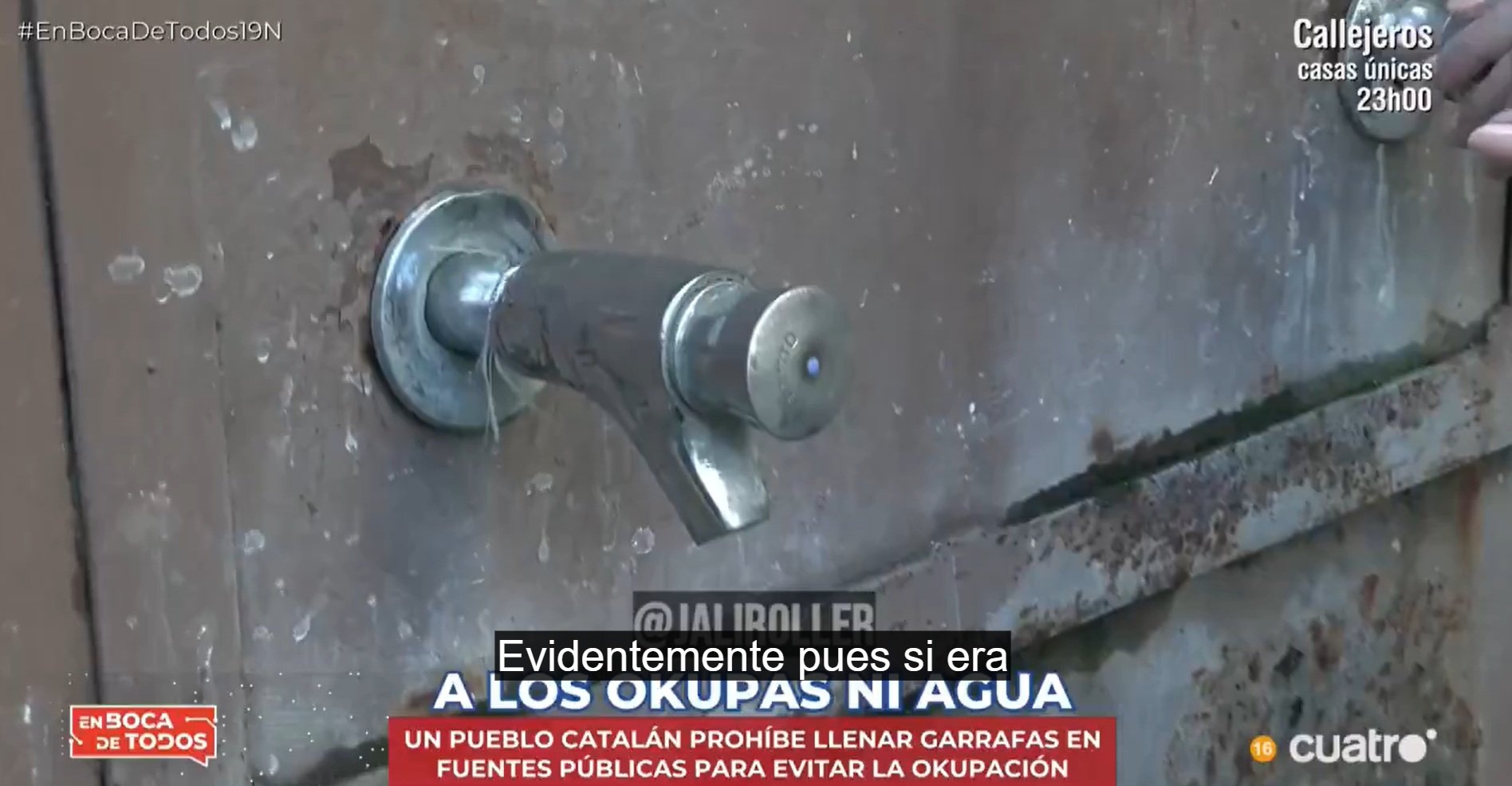 “Se prohíbe utilizar fuentes públicas para acumular agua utilizando garrafas, botellas o artilugios de cualquier tipo que permitan su almacenaje”