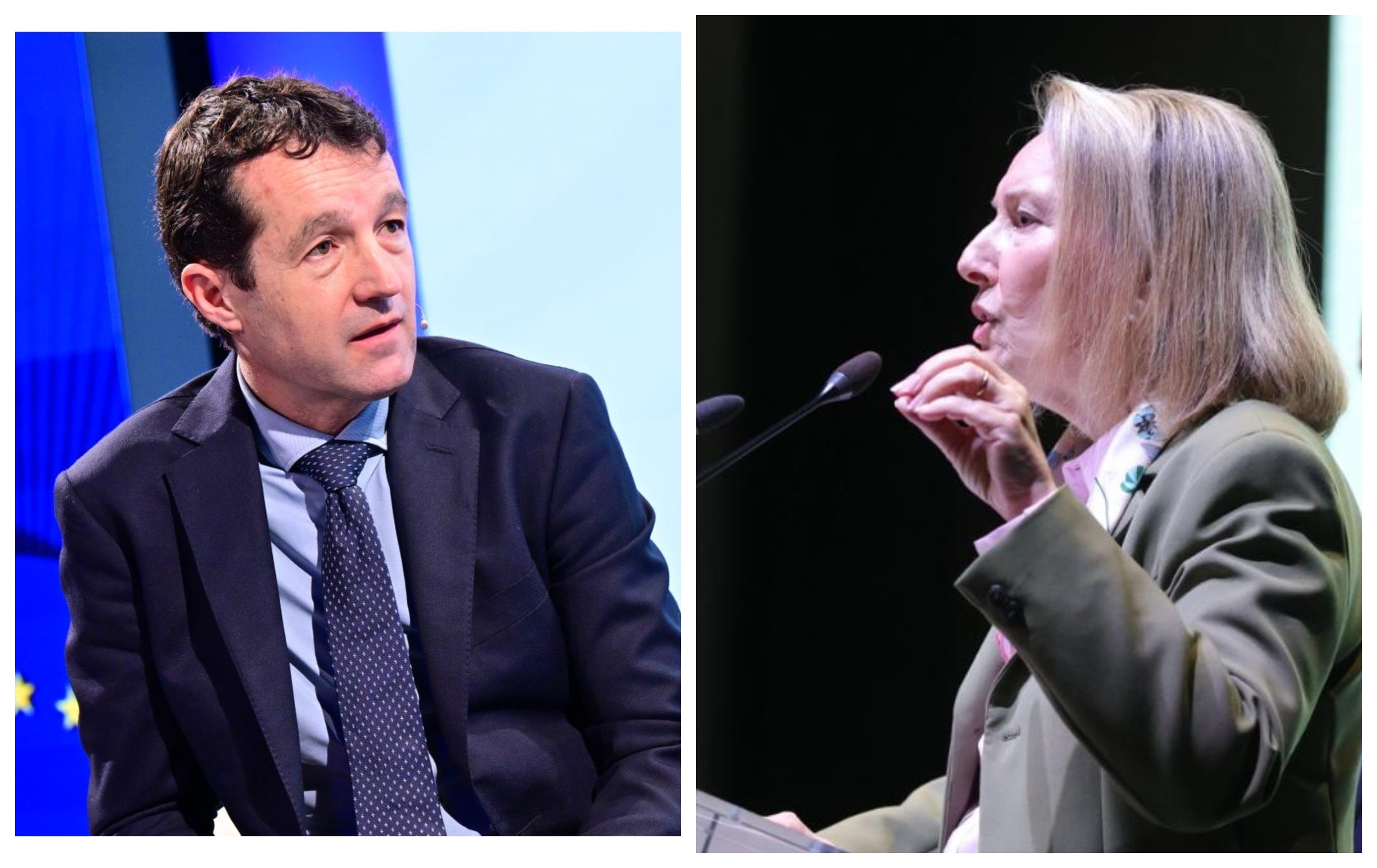 El presidente de Indra, Ángel Escribano, y Amparo Valcarce, secretaria de Estado de Defensa / Foto: elaboración propia