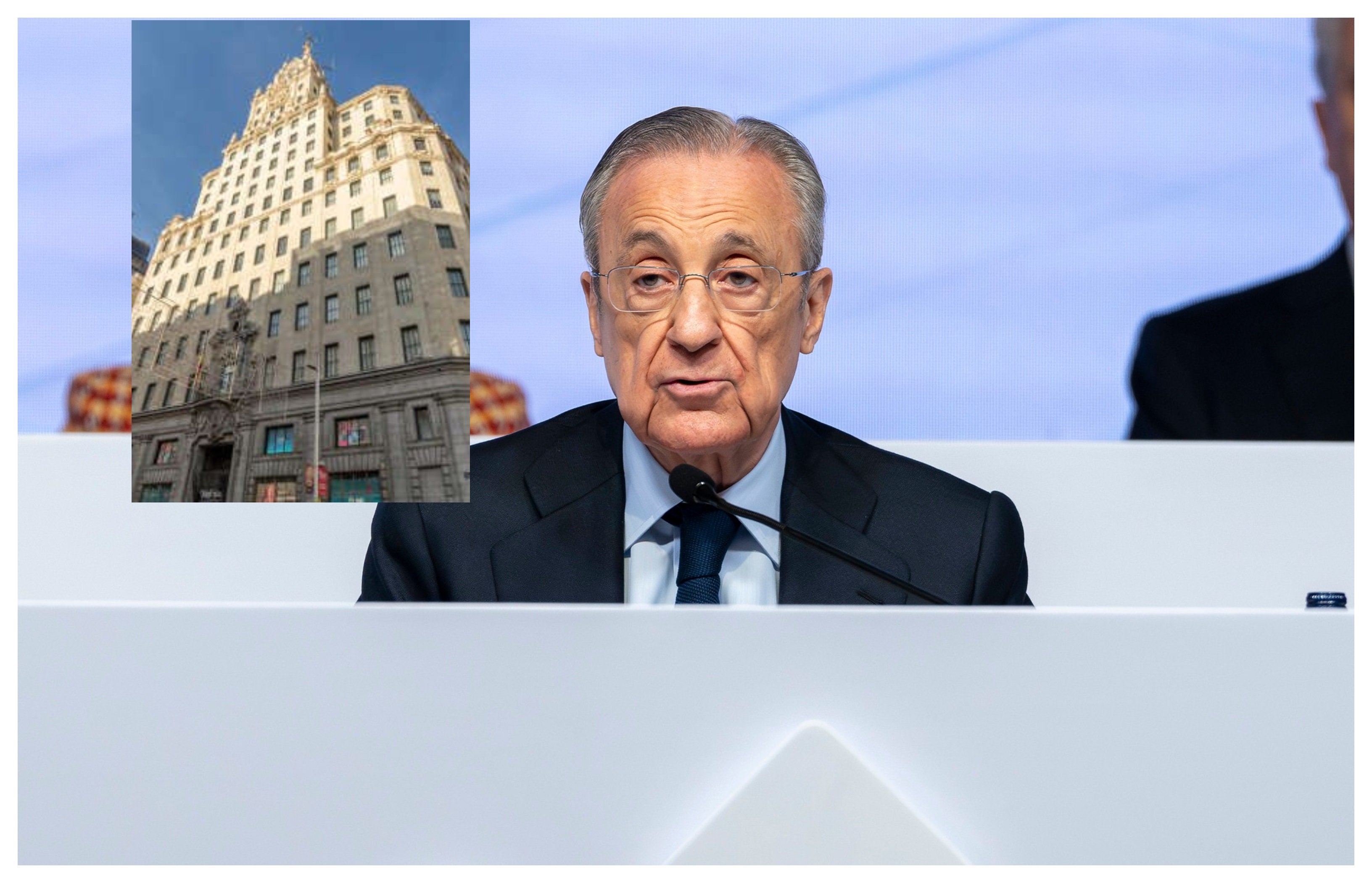 Ya saben que el presidente del Real Madrid, a sus 78 años, ha tenido un sueño: morirse como mandamás de Telefónica. No lo consiguió con Iberdrola pero ahora puede resarcirse / Foto: elaboración propia