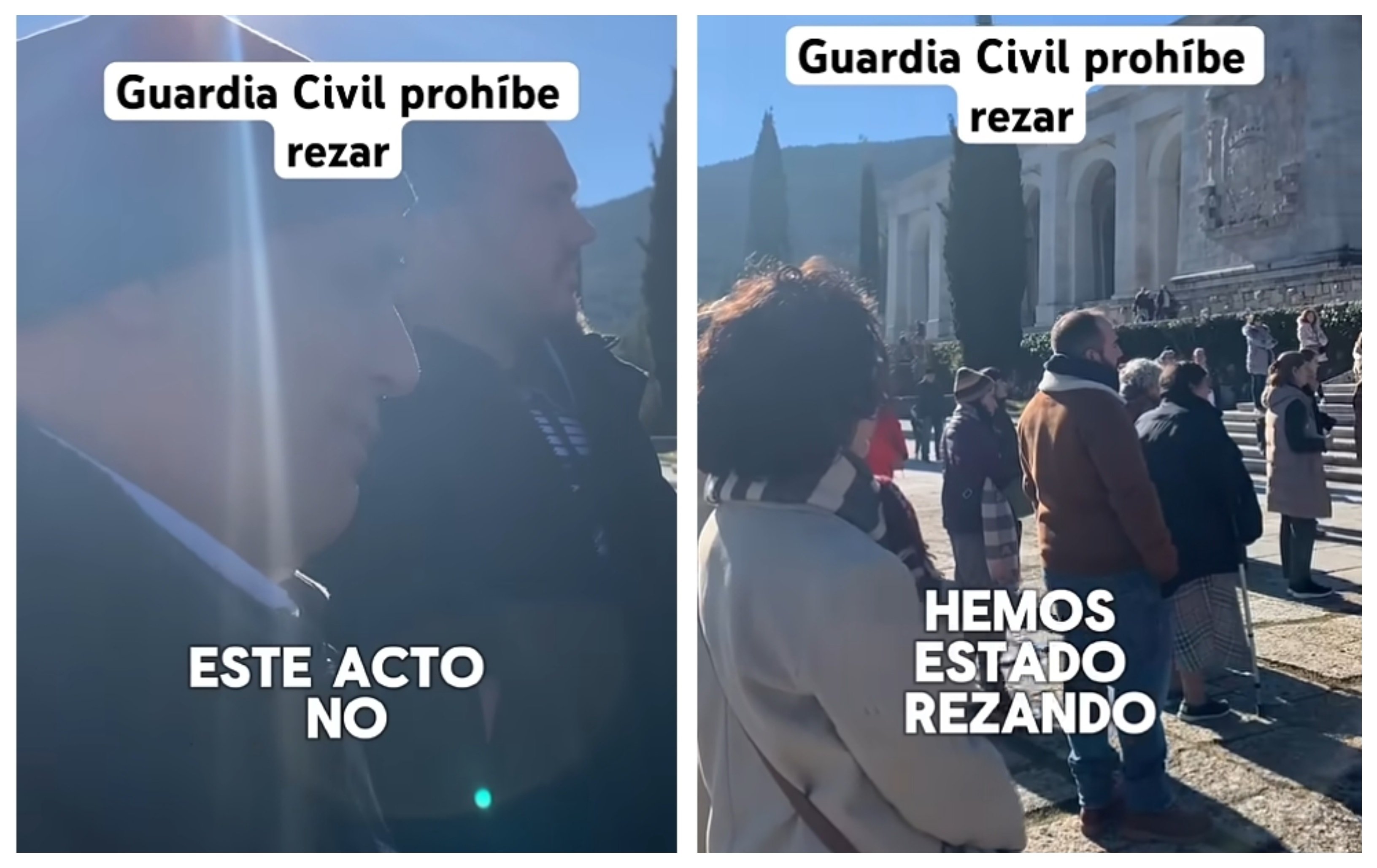 La Guardia Civil amenaza a los que rezan el rosario (“un acto") en el Valle de los Caídos