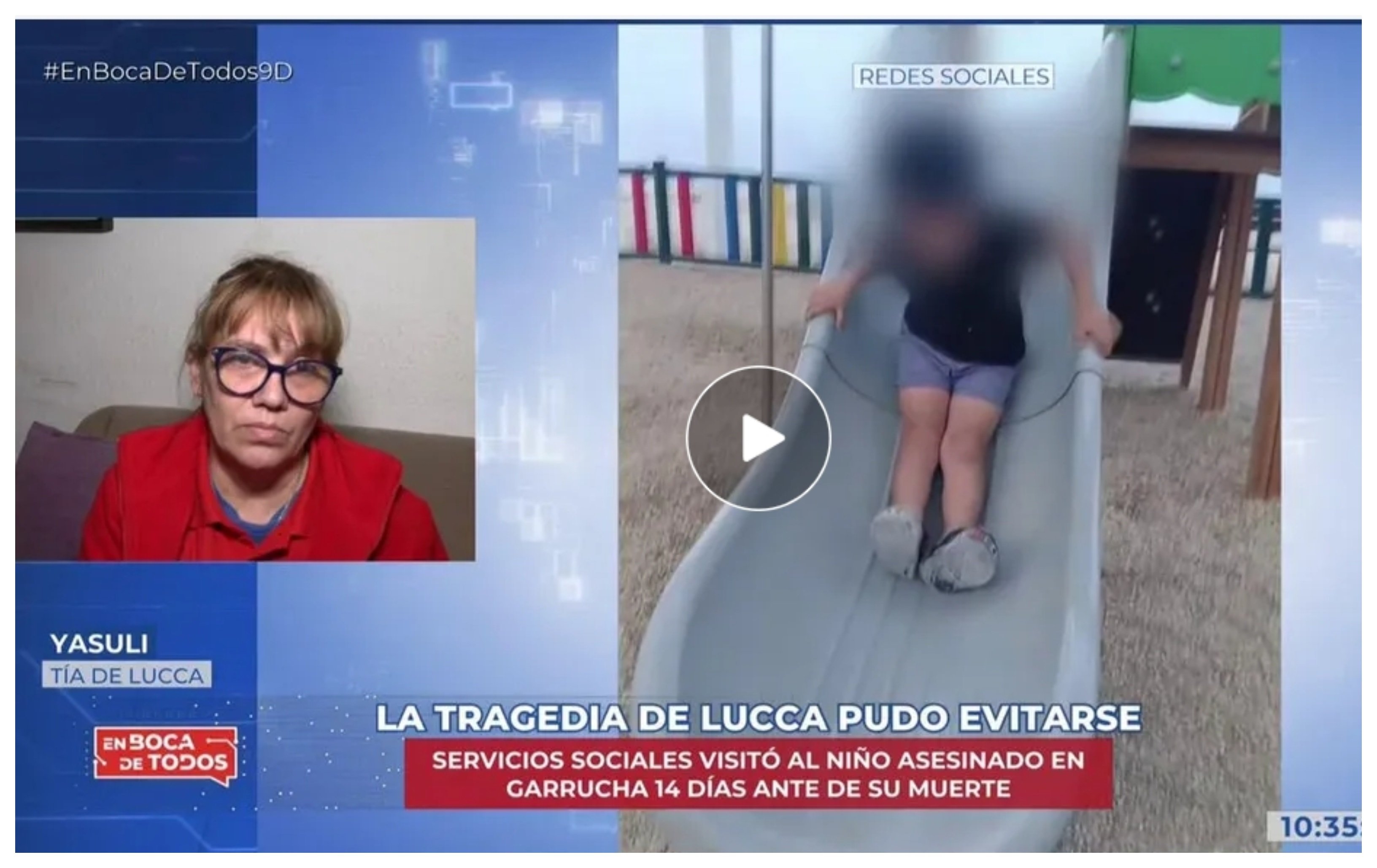 Yasuli, la tía abuela del pequeño Lucca, explicaba en En boca de todos: "Yo fui a advertir a la Guardia Civil porque el niño tenía un golpe en la cara"