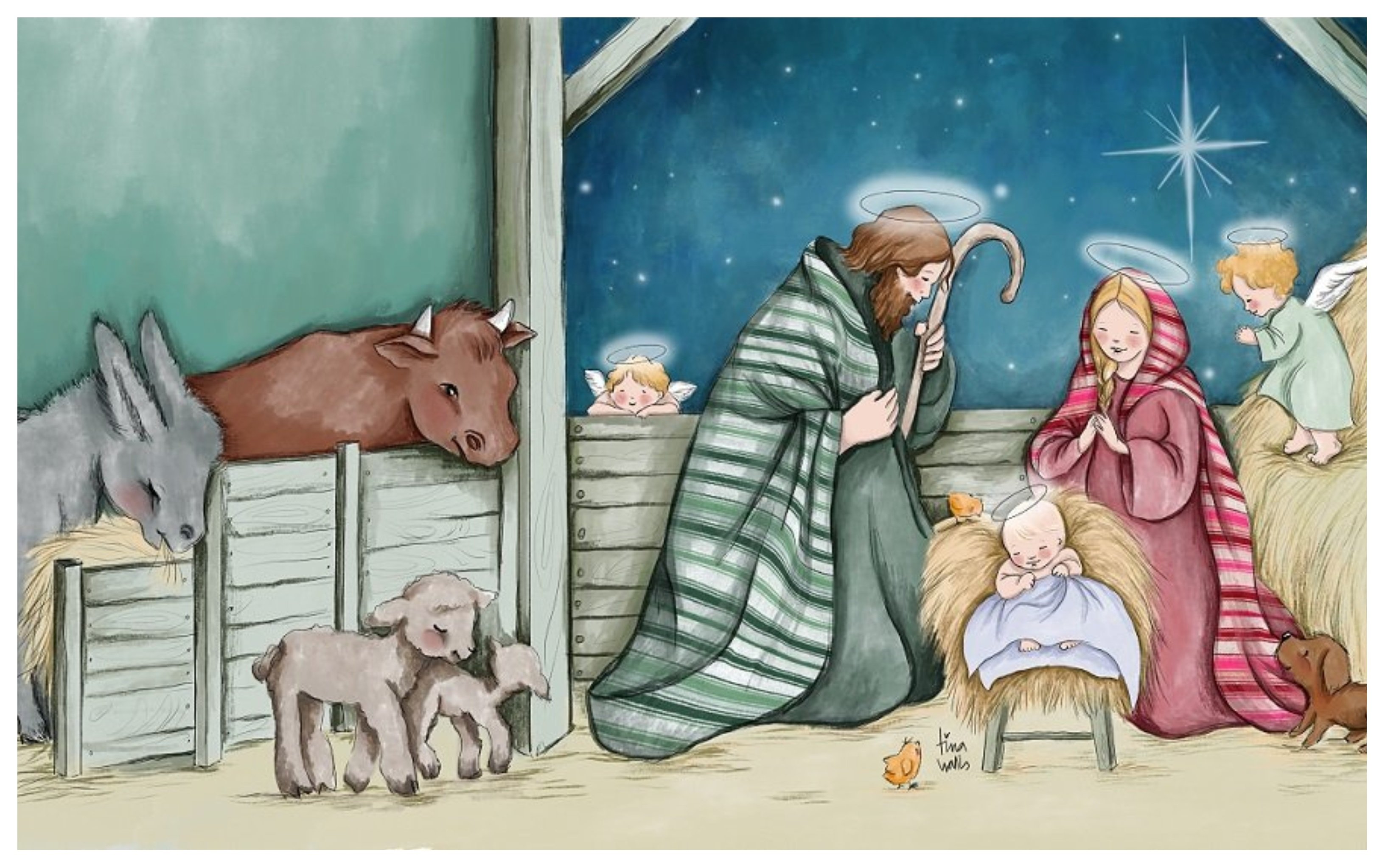 El portal de Belén, ilustración del libro de Tina Walls, ‘Historia de la Navidad’. Editorial Palabra