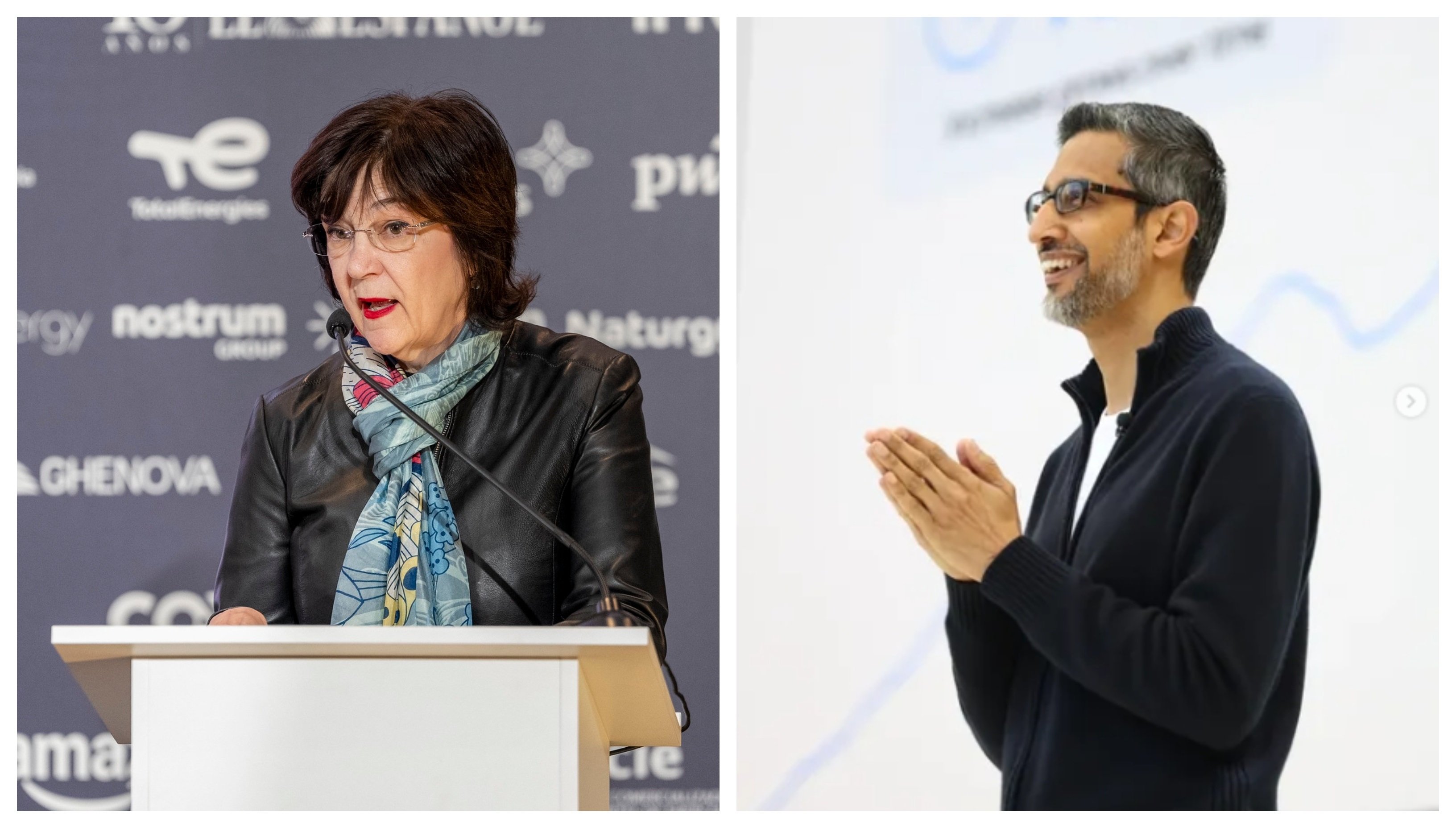 Google (con su CEO, Sundar Pichai), con ayuda de Cani, le vuelve a tomar el pelo a la prensa / Foto: elaboración propia