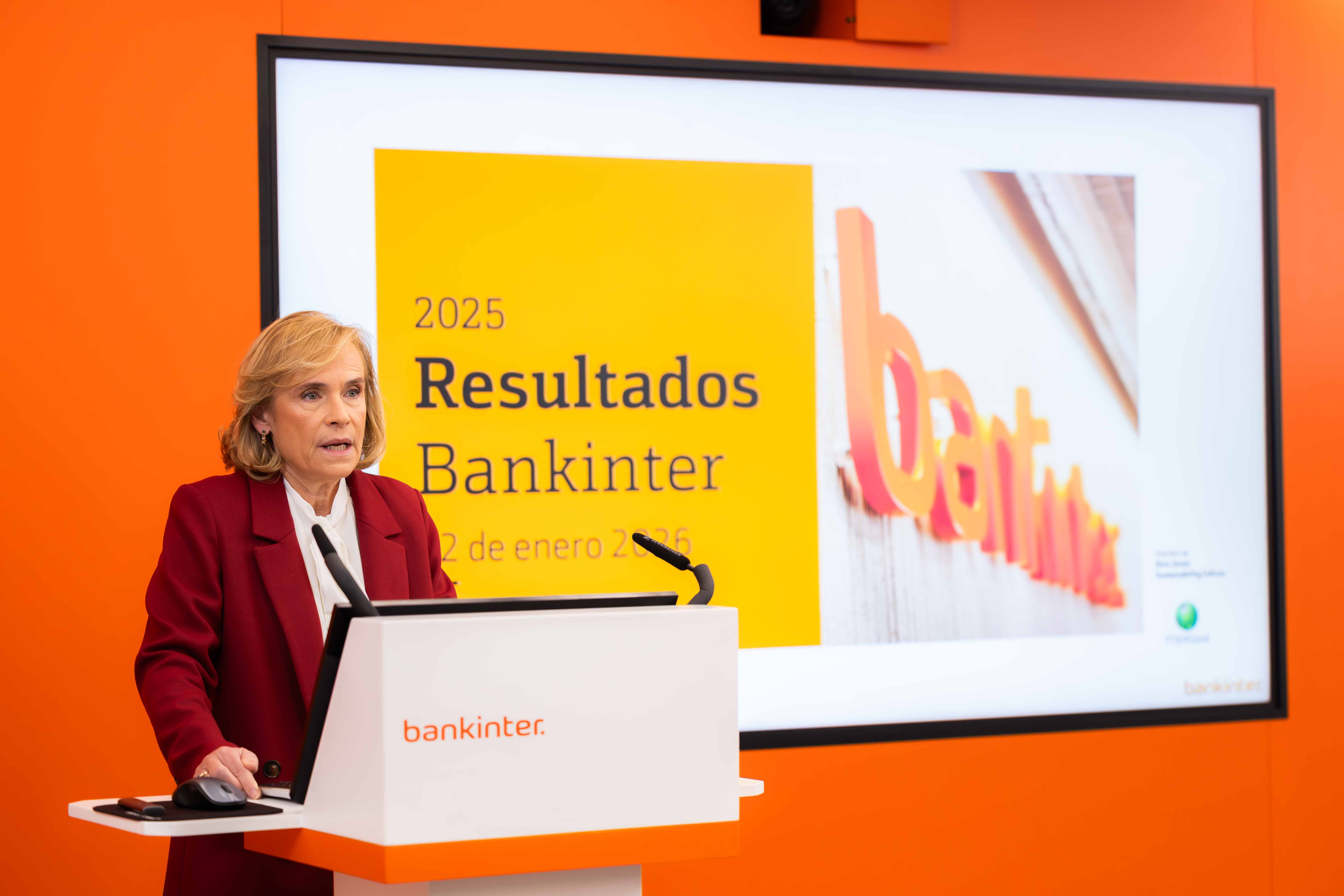 Gloria Ortiz, CEO Bankinter, durante la presentación de los resultados de 2025