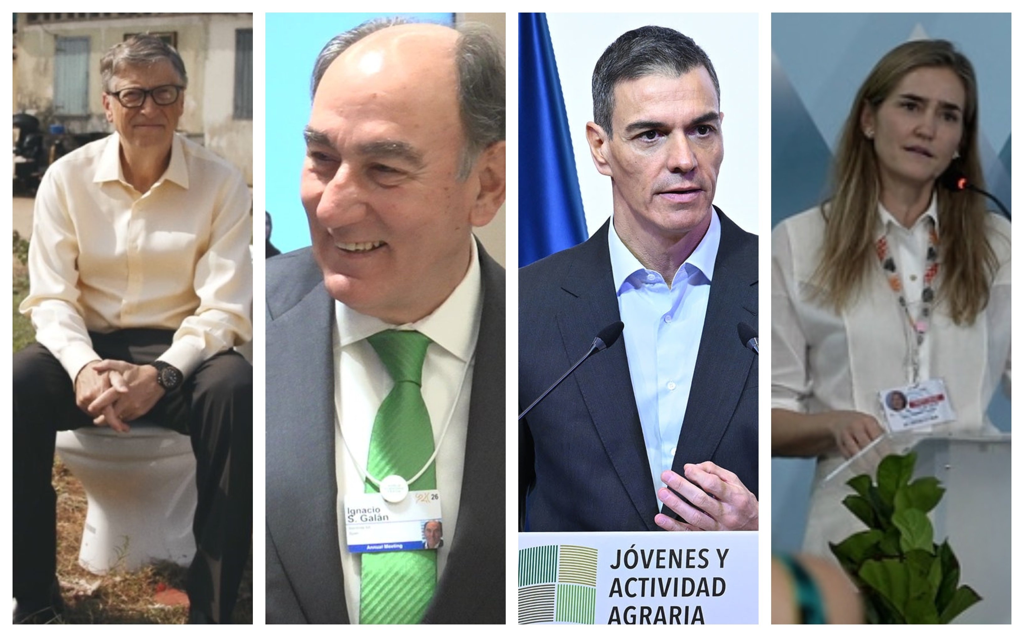  El principal discípulo empresarial de Gates en España es el presidente de Iberdrola, Ignacio Sánchez Galán, y su principal discípulo político es un tal Pedro Sánchez Pérez-Castejón. cuenta, también con la talibán climática Sara Aagesen