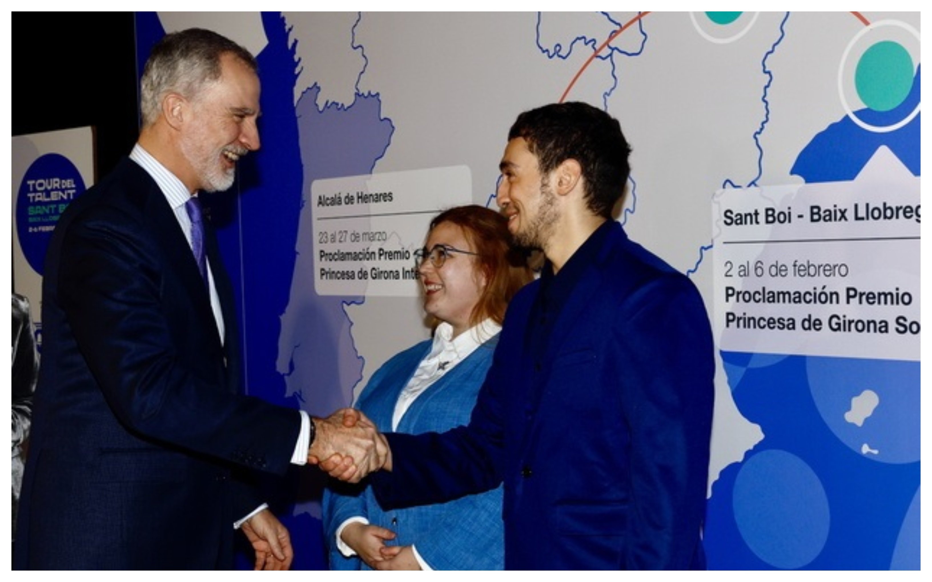 Felipe VI da la enhorabuena al ganador del Premio “Princesa de Girona Social 2026”, Hatim Azahri Akhnous