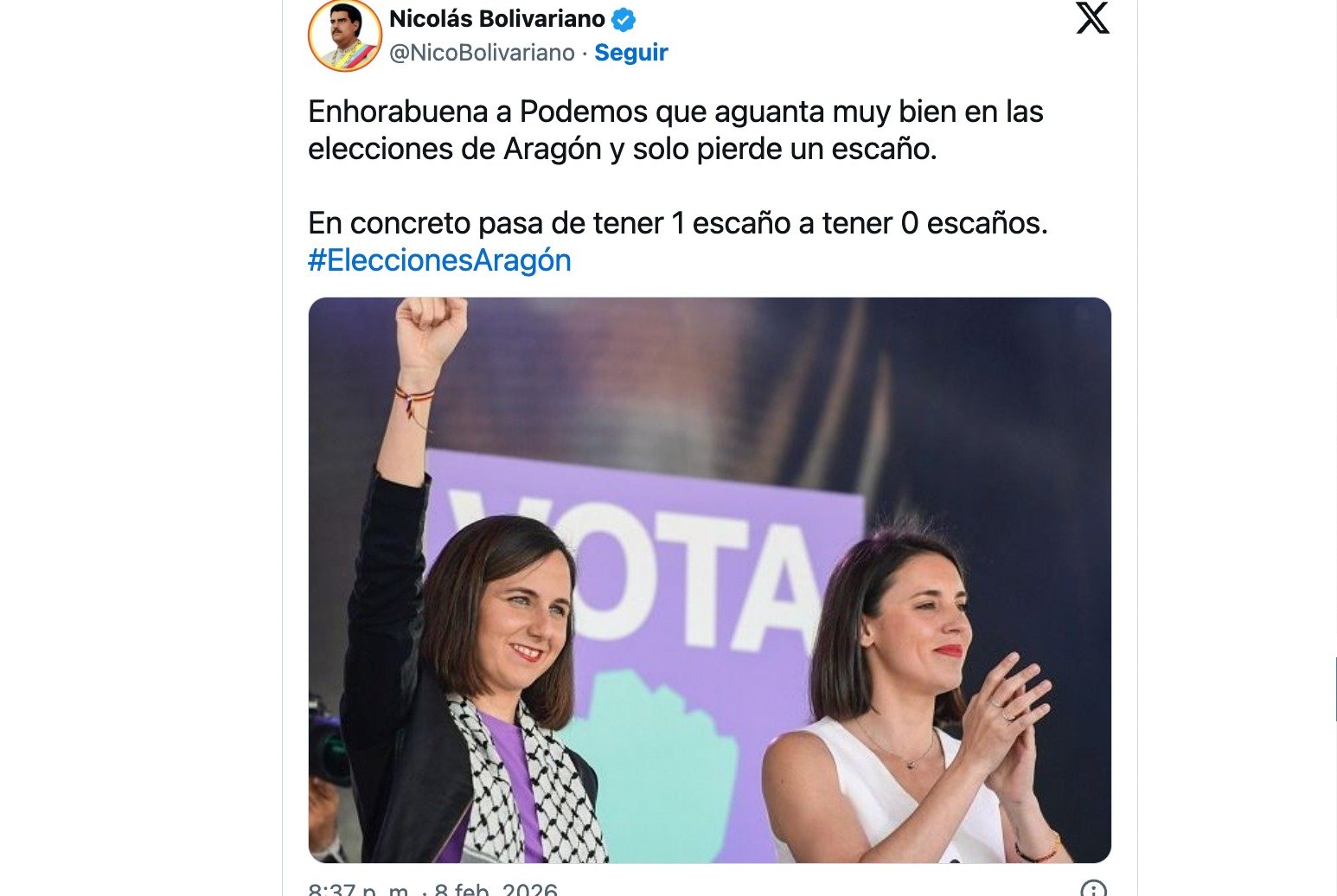 Podemos pasa de 1 a 0 en Aragón