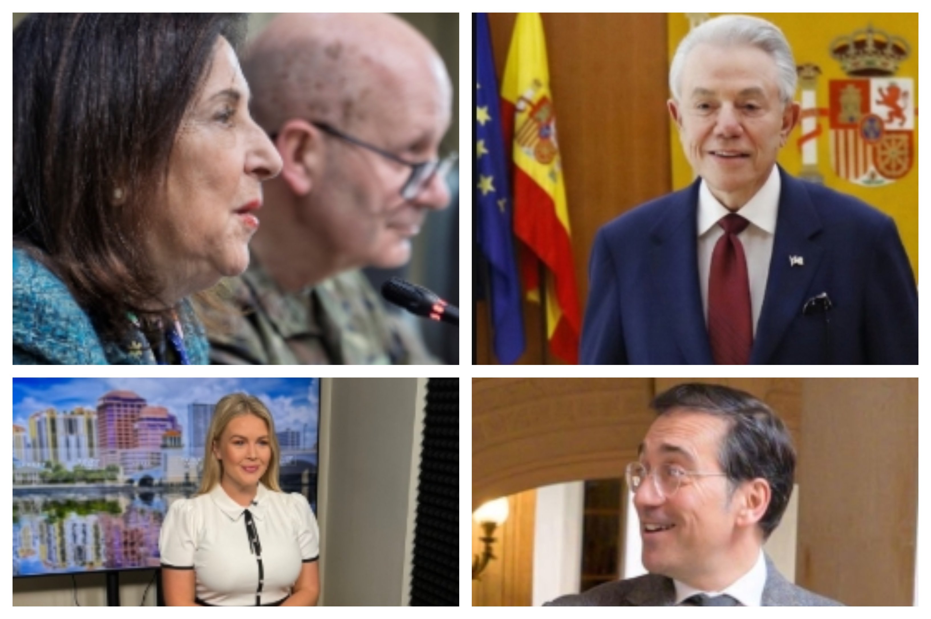 Margarita Robles, el embajador de EEUU en Madrid, Benjamin Leon, Caroline Leavitt, y José Manuel Albares