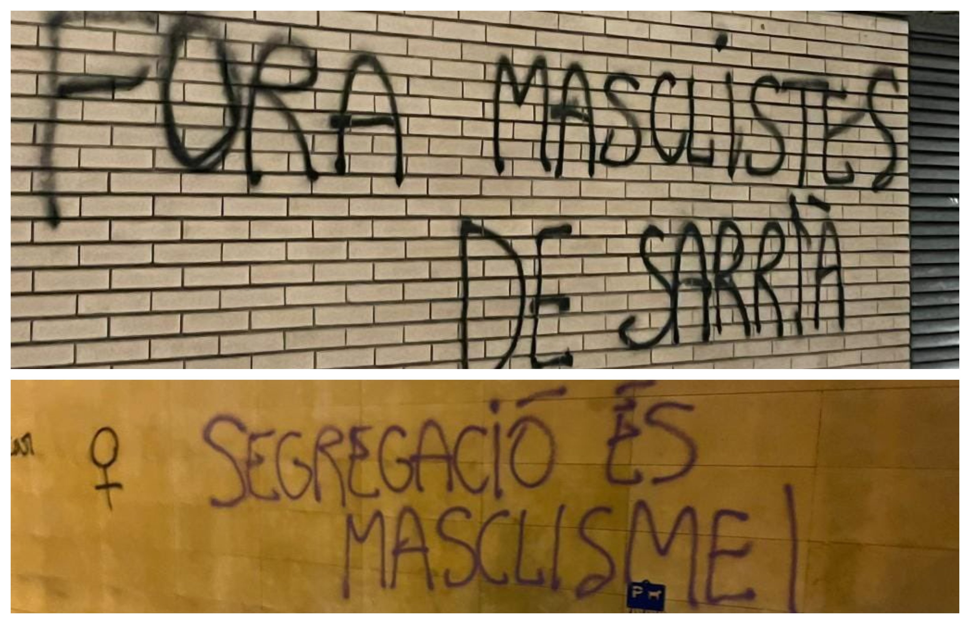 «Es inadmisible que los padres y alumnos de Sarrià tengan que convivir con pintadas que exaltan ideologías totalitarias en las puertas de su colegio", explican desde el partido de Abascal. En Hispanidad repetimos: Feminismo es igual a cristianofobia