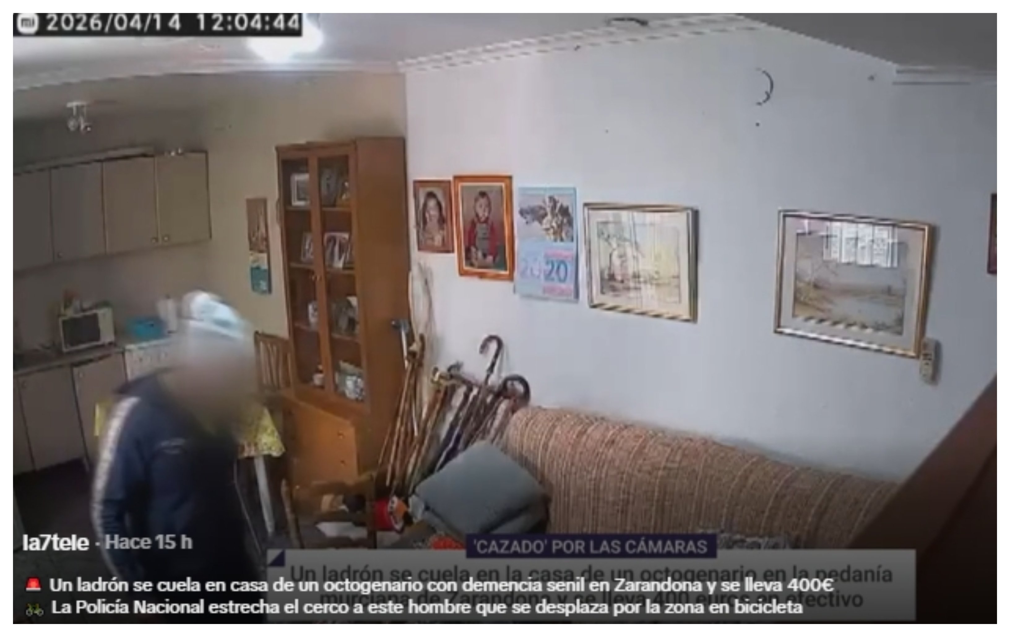 Con toda tranquilidad, un hombre se mete en la casa de un anciano, de 86 años, con demencia senil, en Zarandona (Murcia) y se lleva 400 euros