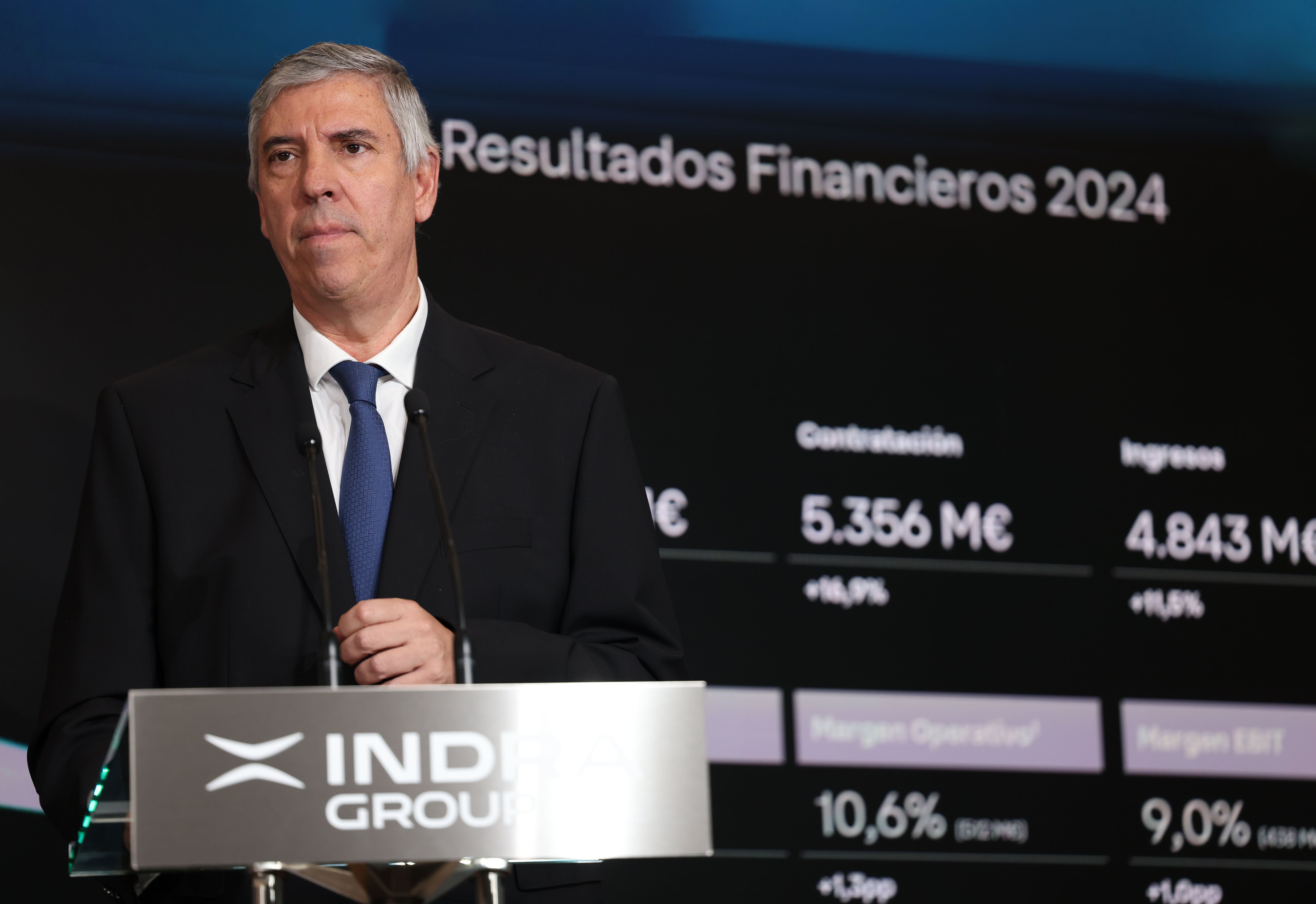 José Vicente de los Mozos, consejero delegado de Indra, durante la Junta General de Accionistas de 2025