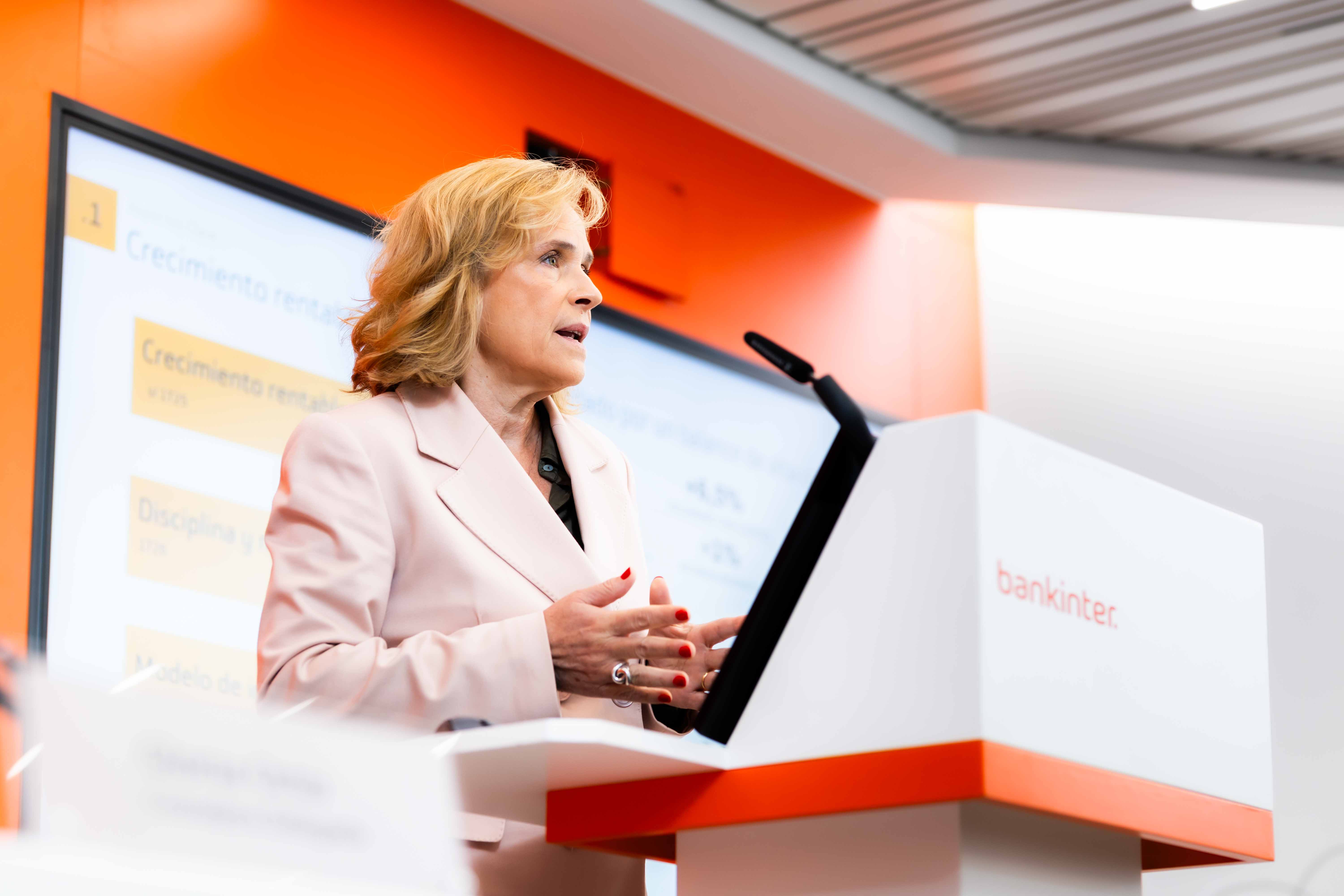 Gloria Ortiz, CEO de Bankinter, durante la presentación de resultados del primer trimestre