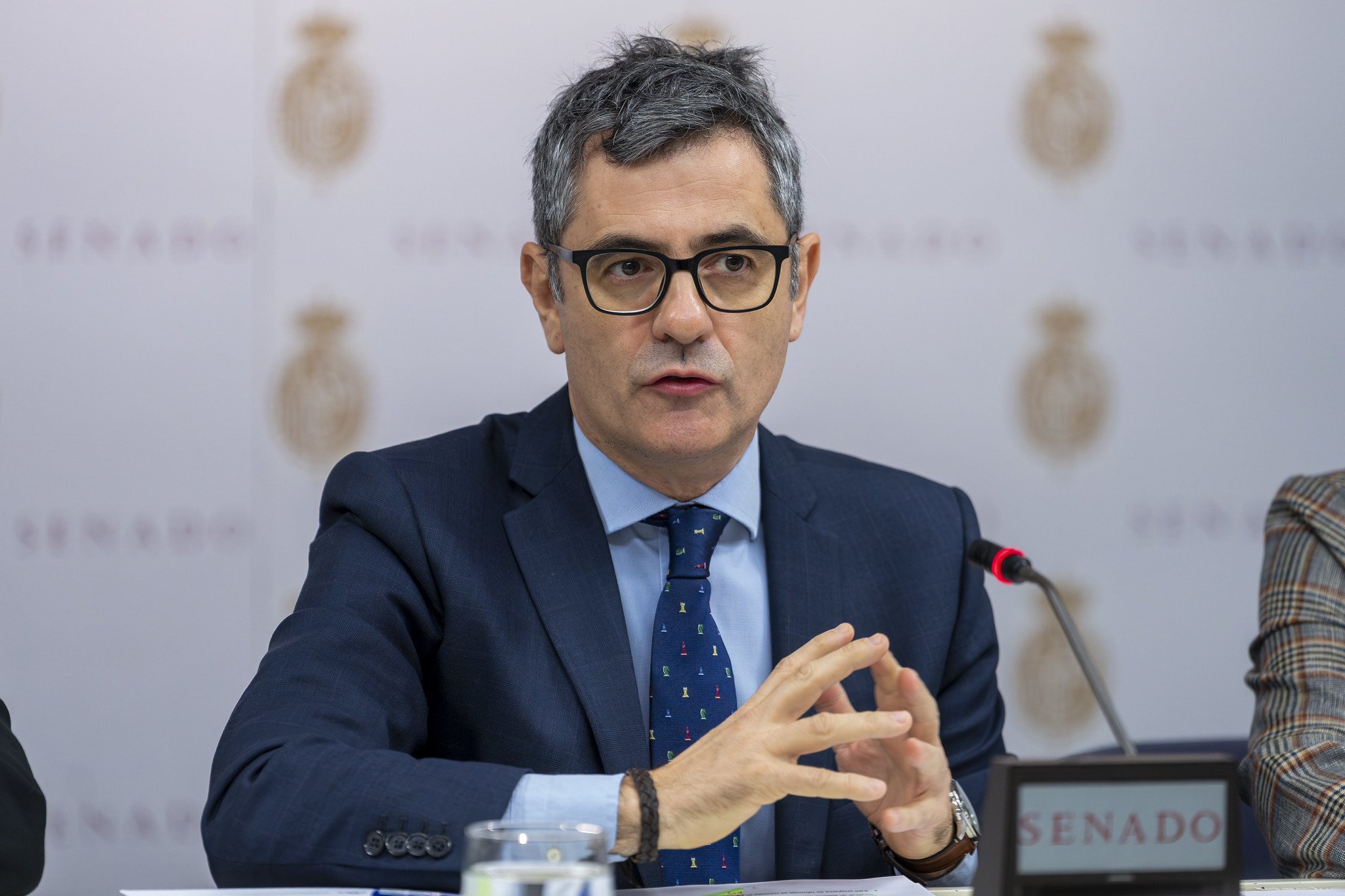 El ministro de la Presidencia, Justicia y Relaciones con las Cortes, Félix Bolaños, muy enfadado con Aldama / Foto: Pablo Moreno