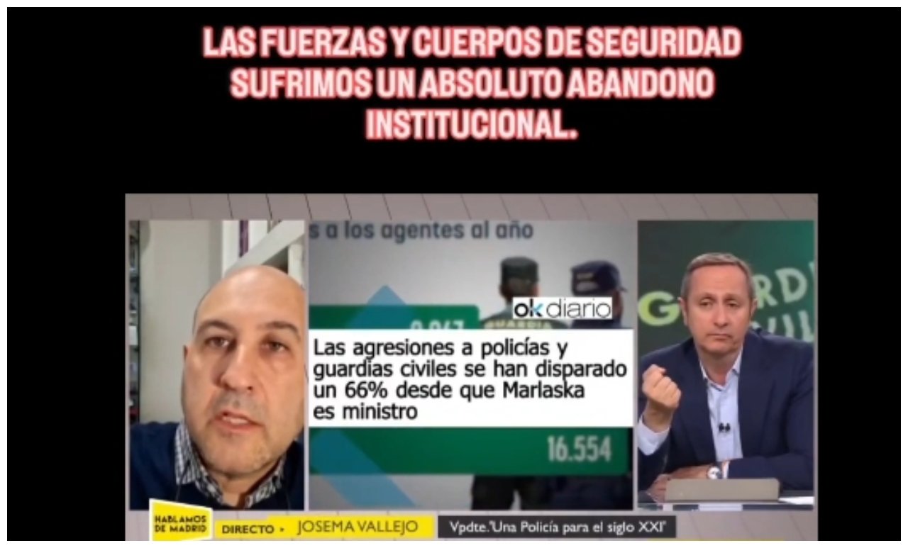 "Un puñetazo a un guardia civil le sale a un delincuente por 40 o 50 euros": Josema Vallejo, vicepresidente Policía S.XXI