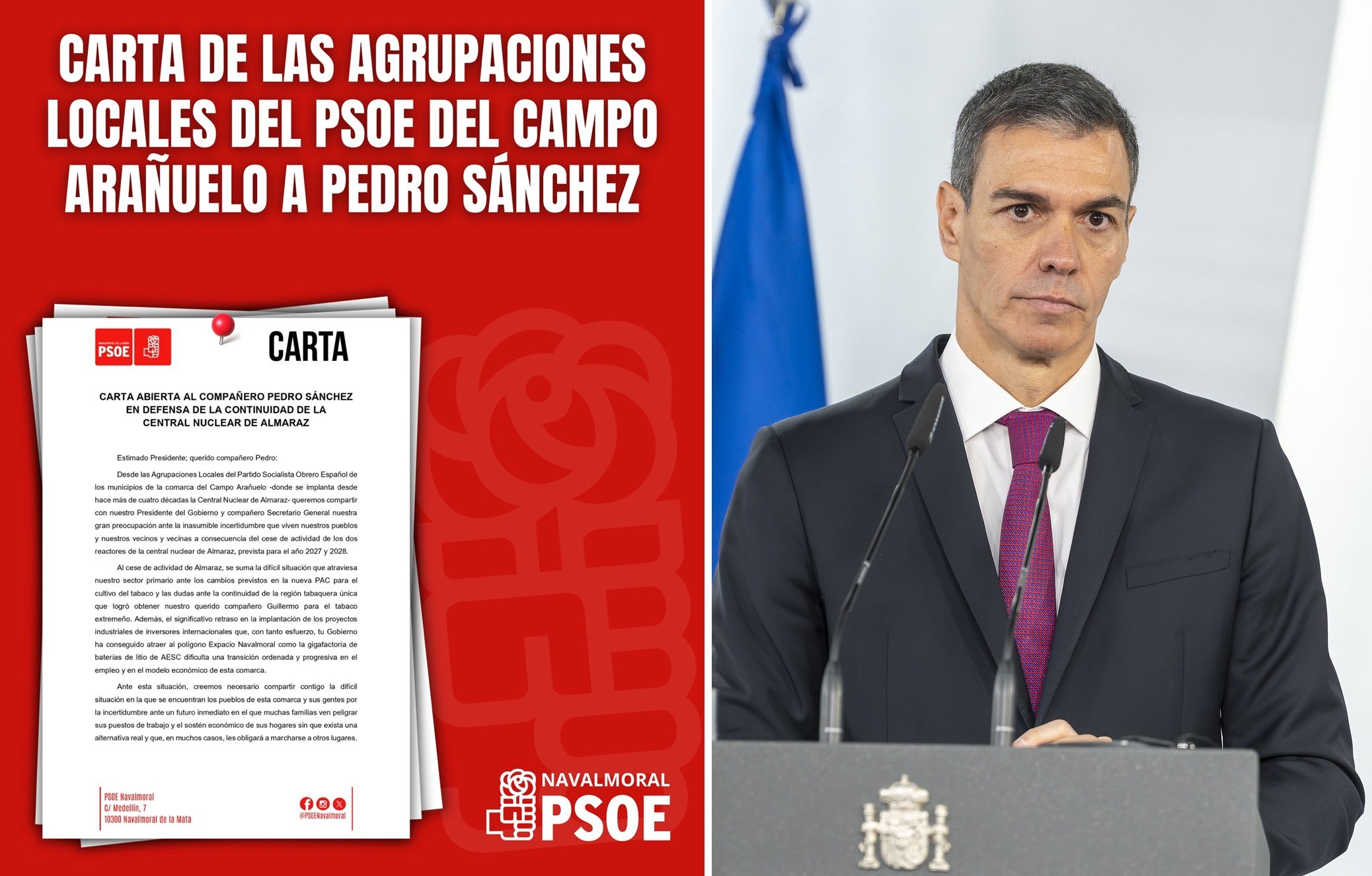 En el seno local del PSOE también crece la discrepancia con Pedro Sánchez... y en el caso de la comarca Campo Arañuelo se suma una tercera razón: la central nuclear de Almaraz
