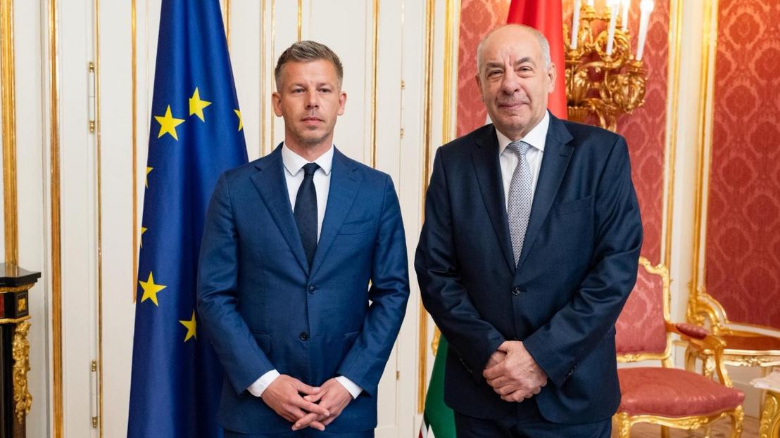 Péter Magyar (izquierda) y Tamás Sulyok Péter Magyar (izquierda) y Tamás Sulyok