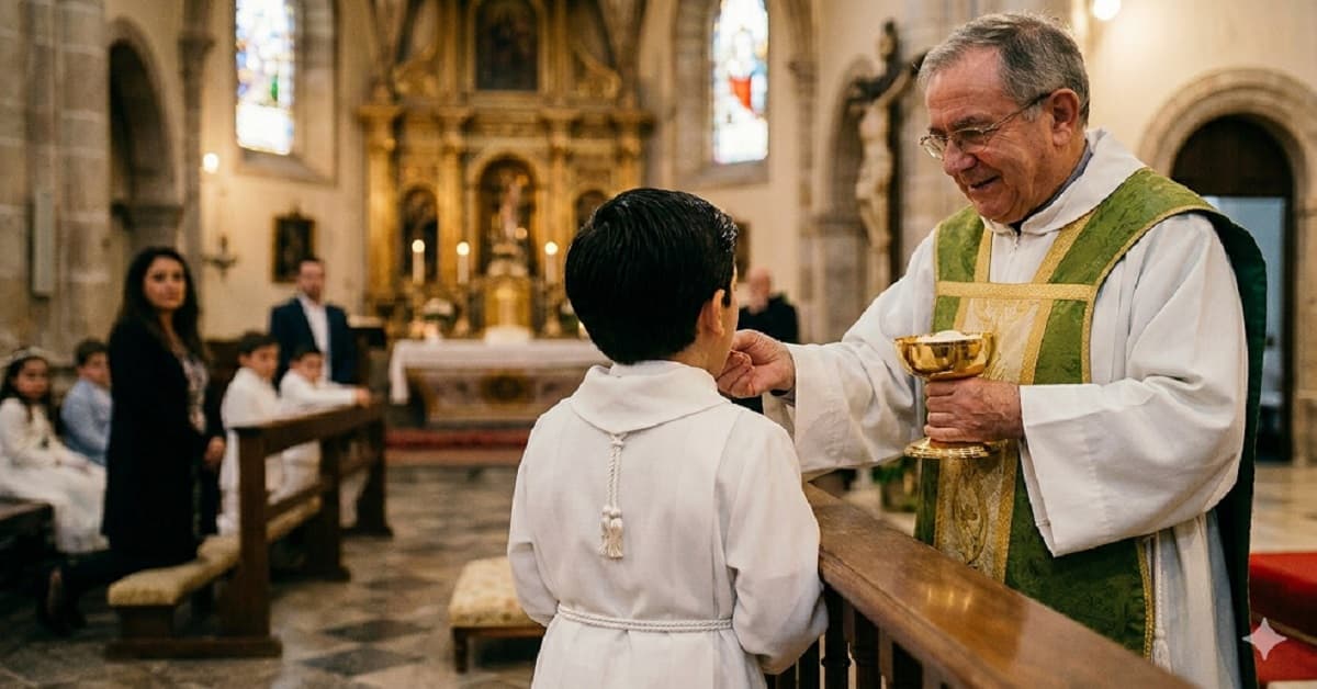 Más de cincuenta niños que han celebrado su primera comunión en la localidad de Rmeish, en Líbano