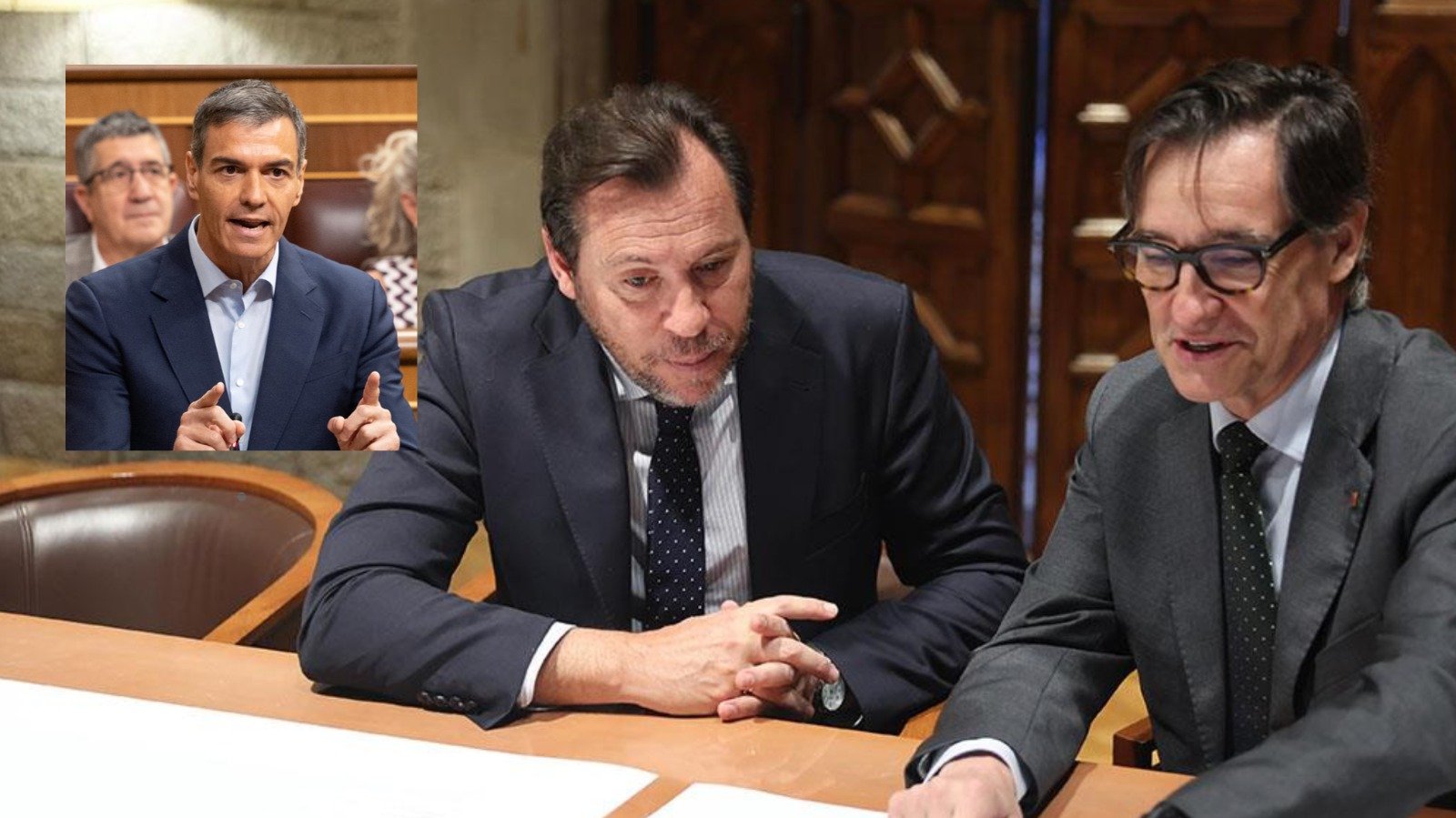 Pedro Sánchez, Óscar Puente y Salvador Illa