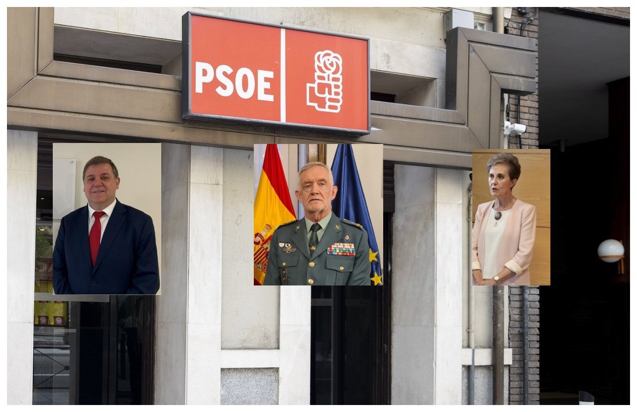Juan Manuel Serrano, el teniente general Manuel Llamas y Paz Esteban