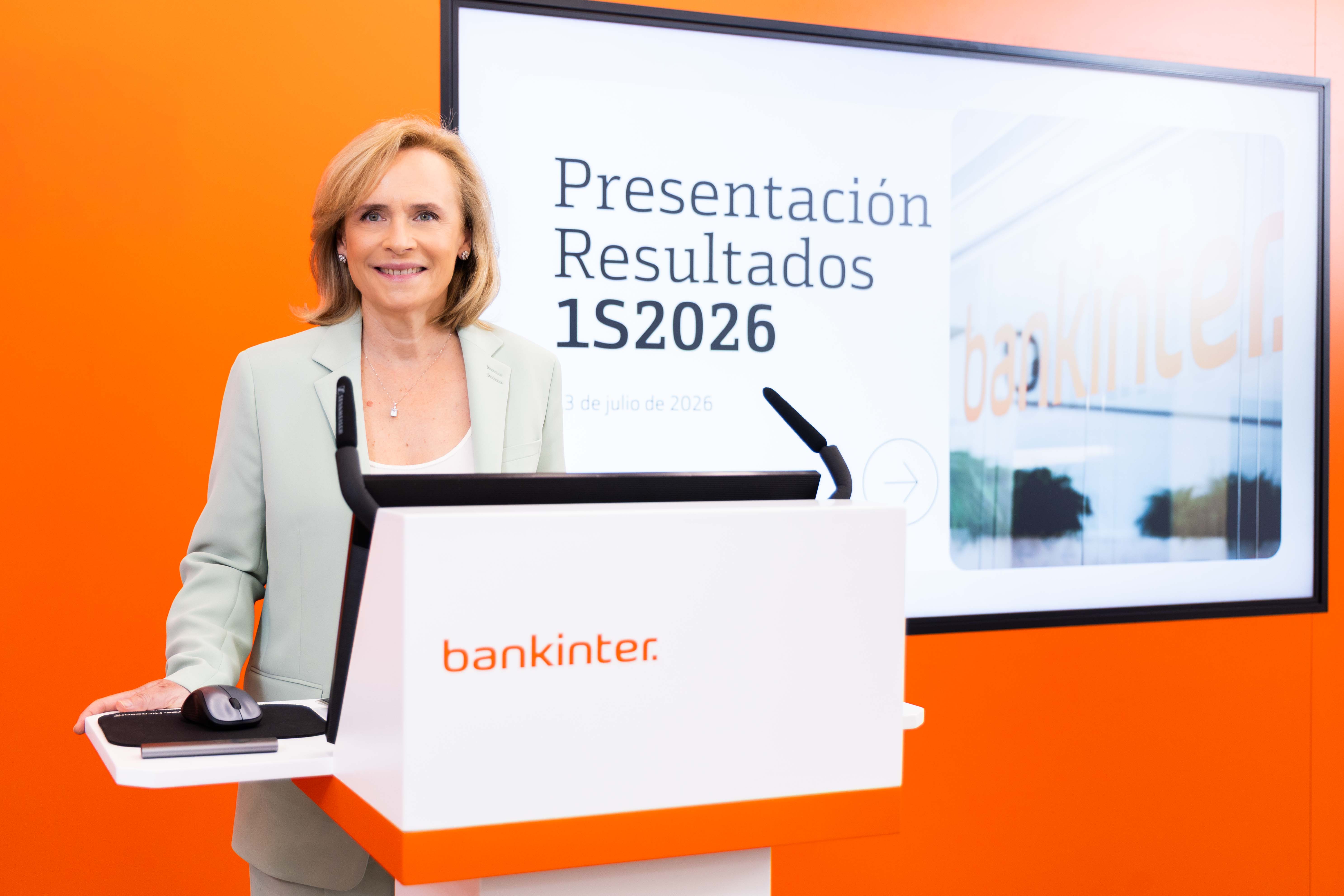 Gloria Ortiz, CEO de Bankinter, durante la presentación de resultados del primer semestre