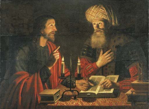 Cristo enseña a Nicodemo (Christus onderwijst Nicodemus), obra de Crijn Hendricksz Volmarijn